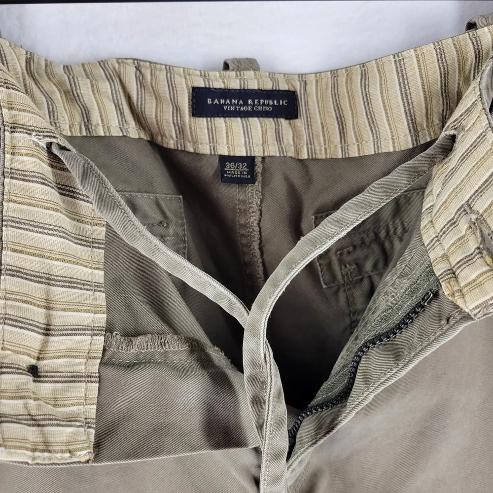 Banana Republic Vintage Chino Pants 36x30 Khaki Y2K Tan Cotton Utility Pockets‎